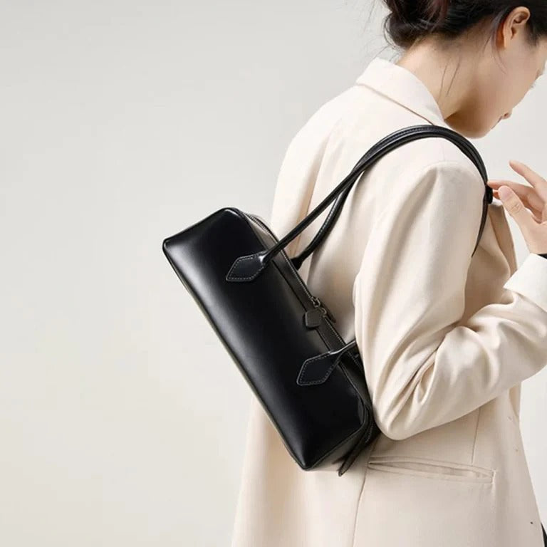 Glossy Baguette Shoulder Bag